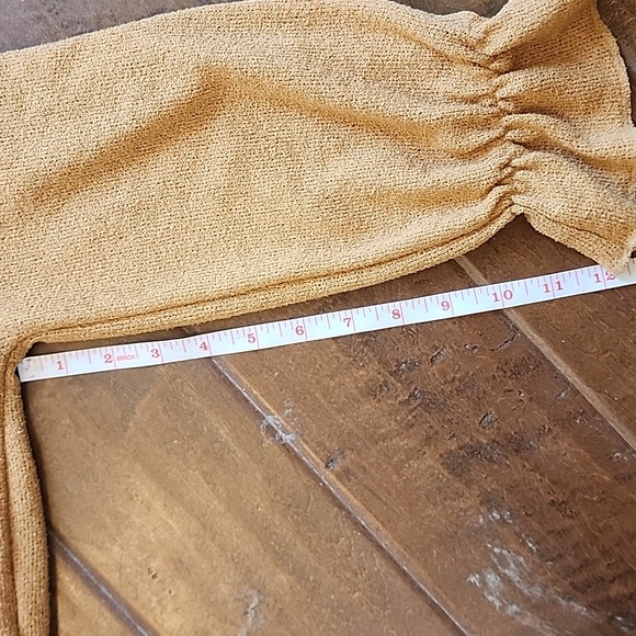 Zara Womens Long Sleeve Sweater Elastic Sinched Waist Golden Mustard Yellow Fall - Picture 5 of 8